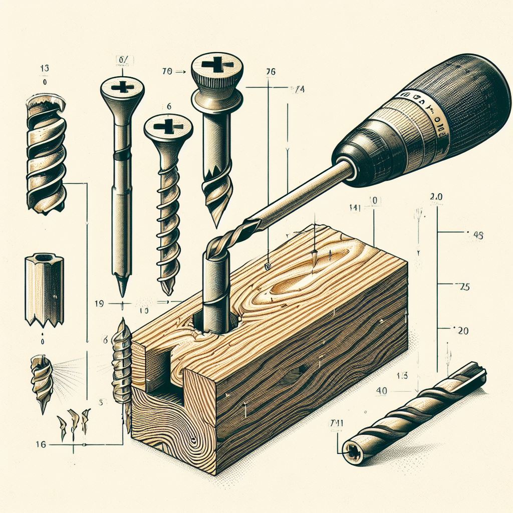 Infographie présentant la technique pour visser avec du bois des mèches et des vis